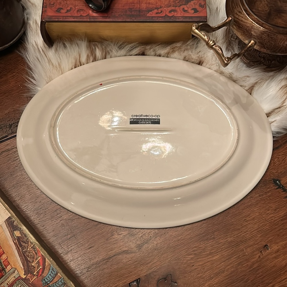 French Lithograph Inspired Ceramic Platter - Picture 4 of 5